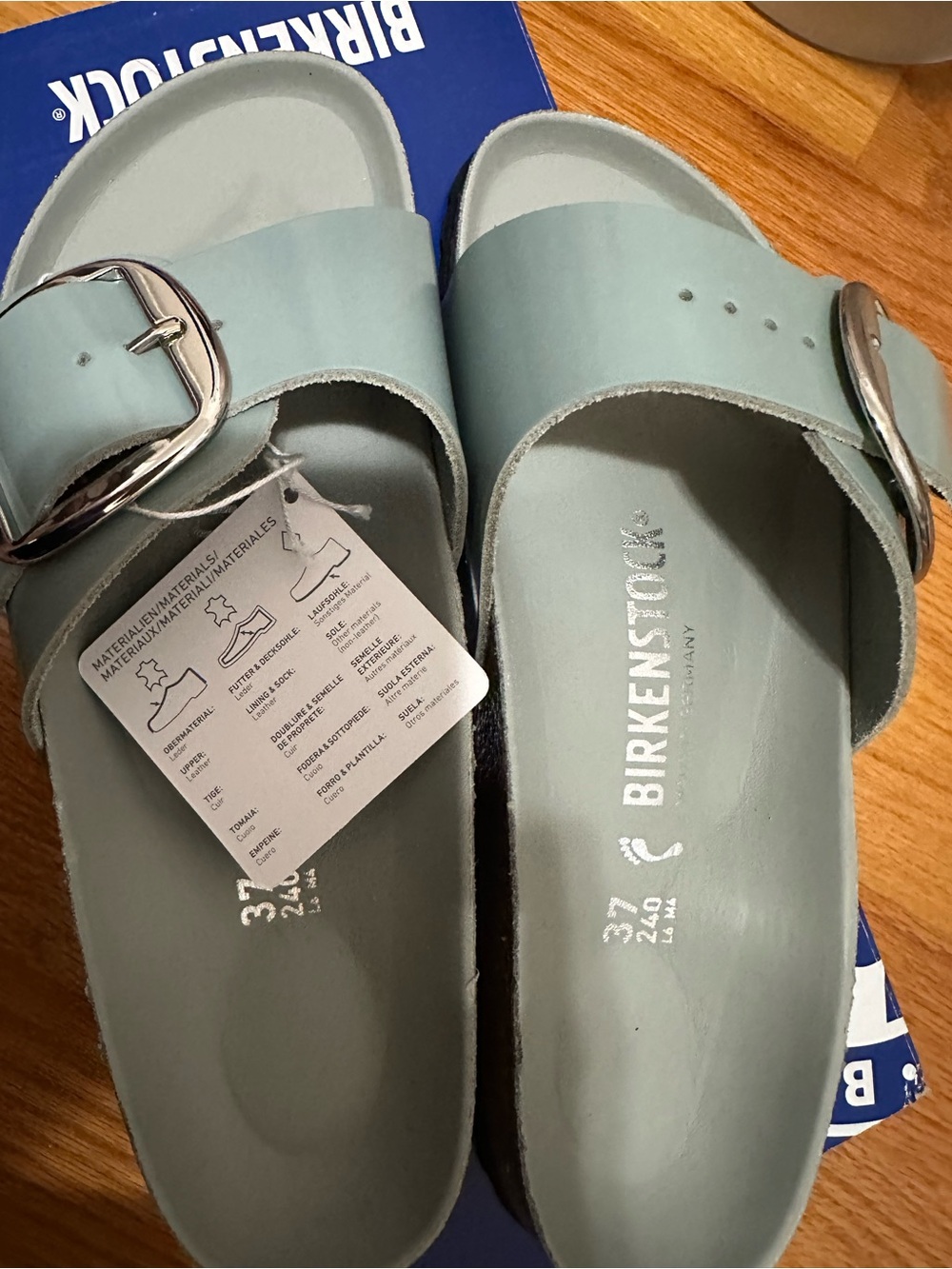 Birkenstock Madrid Big Buckle High Shine Sandals Color Blue EU 37 women size